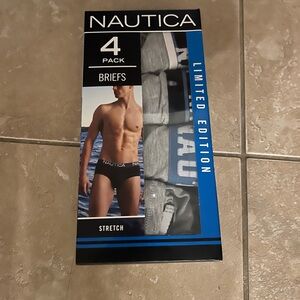 Nautica Men’s Light Gray & Black 4-Pack Stretch Briefs